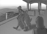 artist:lechatdemon back_view character:felkhr feather gnoll grey_background human landscape male monochrome mountain pallass side_view sky spoiler:book7 spoiler:volume5 tail walking wall walled_city wing // 3000x2200 // 848.2KB // rating:Safe