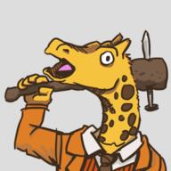 animal anthropomorphized artist:brack character:brack giraffe holding_mace looking_at_viewer mace nail open_mouth self-portrait simple_background solo suit tie transparent_background twi_community upper_body // 350x350 // 64.9KB // rating:Safe
