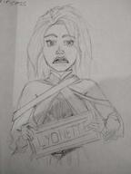 artist:justaguywithabeanie caption character:lyonette_du_marquin dress du_marquin female frown holding_sign human long_hair looking_at_viewer meta:inntober meta:inntober_2023 monochrome mugshot nobility pencil_art princess prompt27 prompt_princess sign simple_background solo spoiler:book2 text upper_body white_background // 3120x4160 // 637.6KB // rating:Safe