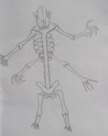 artist:nanobeaver blue_eyes bone bone_horror front_view glowing_eyes sexless simple_background skeletal_hand skeleton skull solo standing undead white_background // 3120x3904 // 739.2KB // rating:Safe