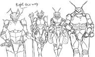 antinium armor armored_antinium arms_folded artist:lechatdemon centenium character:klbkchhezeim character:pivr character:xrniavxxel female flying_antinium free_antinium group holding_staff mage monochrome nude sexless simple_background staff sword tersk white_background wing // 1154x692 // 129.4KB // rating:Safe