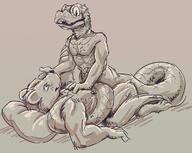 artist:brack bdsm blush character:elirr_fultpar character:hexel_quithail duo gnoll grey_background hand_on_chest hand_on_head implied_anal lizardfolk looking_down looking_up lying lying_on_back lying_on_front male male_on_male mammal monochrome muscle naga nipple nipple_(male) nude open_mouth pillow scar side_view simple_background smile // 1121x896 // 112.5KB // rating:Questionable