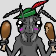 antinium artist:mg blush character:bird emote feather food free_antinium front_view green_headwear hat sexless simple_background solo transparent_background // 3000x3000 // 2.2MB // rating:Safe