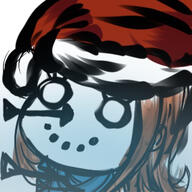 artist:bobo_plushie bolt brown_hair character:erin_solstice chibi christmas_hat coal female front_view hat head_only long_hair no_pupils red_headwear scarf sexless simple_background smile snow snowman solo spoiler:volume7 white_background white_eyes white_skin // 320x320 // 96.5KB // rating:Safe