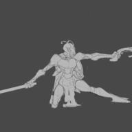 antinium arm_raised artist:anito character:ksmvr crossbow free_antinium front_view grey_background holding_crossbow holding_sword horns_of_hammerad missing_arm monochrome sexless simple_background solo sword // 2000x2000 // 561.6KB // rating:Safe
