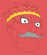 artist:ayutac character:itorin_zessoprical_ii crown front_view frown head_only human king male mustache nobility red_background short_hair simple_background solo spoiler:volume7 zessoprical // 472x548 // 66.3KB // rating:Safe