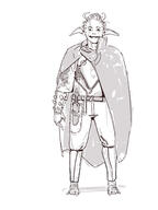 armor artist:jason_yao bandages cape character:rabbiteater dagger front_view goblin long_ears male monochrome open_mouth pants sharp_nails short_hair simple_background smile solo white_background // 1499x1999 // 671.9KB // rating:Safe