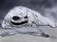 artist:broscipleofbrodin character:skinner fleshworm front_view grey_background looking_down lying monochrome open_mouth purple_eyes solo spoiler:book1 undead // 3450x2550 // 1.6MB // rating:Safe
