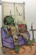 artist:brack bandages barefoot black_hair candle character:numbtongue closed_eyes couch fire food goblin indoors long_ears pants short_hair sitting soup spoiler:book6 spoiler:volume4 // 2107x3182 // 2.7MB // rating:Safe
