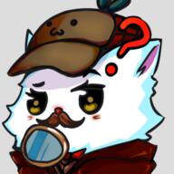 artist:bobo_plushie blush bowtie character:mrsha emote gnoll jacket looking_at_viewer magnifying_glass mustache question_mark red_chestwear simple_background smile spoiler:book5 spoiler:volume4 transparent_background upper_body white_fur wing yellow_eyes // 436x436 // 154.4KB // rating:Safe