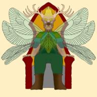 antlers artist:gridcube character:oberon fae front_view immortal male meta:inntober meta:inntober_2023 meta:tagme prompt13 prompt_immortal sitting solo spoiler:volume7 throne wing // 2048x2048 // 1.6MB // rating:Safe