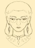 artist:gridcube character:hekusha earring female front_view glasses human jewelry mage medium_hair monochrome necklace simple_background solo spoiler:volume8 yellow_background // 892x1227 // 458.3KB // rating:Safe