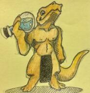 alchemist arm_raised artist:brack censor_bar censored character:saliss_oliwing drake front_view glass male muscle nipple nipple_(male) nude potion simple_background smile solo standing tail yellow_background yellow_scales // 640x664 // 680.1KB // rating:Questionable