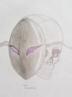 artist:carolinacm caption character:toren fire front_view glowing_eyes head_only mask pencil_art purple_eyes sexless simple_background skeleton skull solo spoiler:book5 spoiler:volume4 text undead white_background // 3024x4032 // 1.1MB // rating:Safe