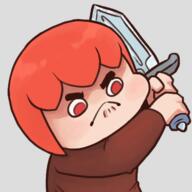 artist:brack character:pirate character:pirateaba emote frown holding_sword looking_down medium_hair red_chestwear red_eyes red_hair simple_background sweatshirt sword transparent_background upper_body // 360x360 // 93.2KB // rating:Safe