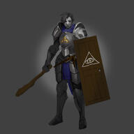 armor artist:mg black_eyes black_hair character:durene door eye female front_view grey_background grey_chestwear grey_footwear grey_legwear grey_skin half-troll heraldry holding_mace holding_shield looking_at_viewer mace muscle shield short_hair simple_background solo spoiler:book5 spoiler:volume4 standing triangle unseen_empire // 3000x3000 // 1.6MB // rating:Safe
