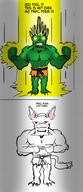 artist:mg belt blonde_hair blue_belt blush cat_ears character:grimalkin_duveig copyright:dragon_ball_z drake front_view glowing_eyes green_scales grey_background looking_at_viewer mage male meta:crossover muscle orange_legwear pants quote simple_background spoiler:book10 spoiler:volume6 standing super_saiyan tail topless // 2860x6600 // 4.6MB // rating:Safe