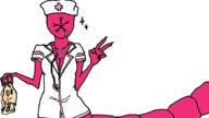 arm_raised artist:xiaopotato cosplay eyeball fleshworm hat missing_eye nurse_hat nurse_outfit peace_sign salvia sharp_nails simple_background skin solo sparkle spoiler:book1 stethoscope undead water white_background white_headwear // 1152x648 // 65.7KB // rating:Safe