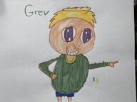 artist:Elora blonde_hair blue_legwear bright_skin caption character:grev child front_view green_chestwear human male pants pointing purple_eyes short_hair simple_background smile solo spoiler:book3 spoiler:volume3 standing sweatshirt text white_background // 4032x3024 // 1.6MB // rating:Safe