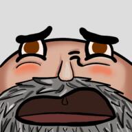 artist:qthebird bald beard blacksmith blush brown_eyes character:pelt dwarf emote front_view head_only male mustache open_mouth simple_background solo toned_skin transparent_background // 500x500 // 141.5KB // rating:Safe