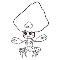 animal anthropomorphized artist:mg bow crab dress front_view hat maid_dress monochrome rock rock_crab simple_background solo standing white_background // 3000x3000 // 946.7KB // rating:Safe