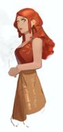 artist:jason_yao brown_eyes character:lyonette_du_marquin female long_hair looking_at_viewer looking_down no_legs nobility princess red_chestwear red_hair shirt side_view simple_background skirt solo spoiler:book2 toned_skin white_background yellow_legwear // 470x985 // 283.8KB // rating:Safe