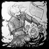 archmage artist:dr_replig8r black_eyes book character:az'kerash human immortal mage magic male medium_hair monochrome necromancer robe simple_background solo spoiler:book2 white_background // 3191x3191 // 3.3MB // rating:Safe