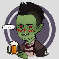 artist:red black_hair brown_chestwear character:numbtongue copyright:picrew copyright:picrew_137904 disembodied_hand drink earring food glass goblin green_skin jewelry looking_at_viewer male mohawk musician purple_background red_(artist) red_eyes redfang_five redfang_tribe scar sharp_teeth short_hair simple_background smile solo speechbubble spoiler:book8 spoiler:volume5 transparent_background upper_body warrior // 600x600 // 182.4KB // rating:Safe