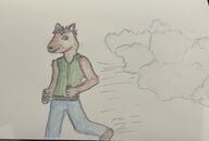 artist:ashokthi barefoot belt blue_legwear brown_fur character:vetn cloud front_view gnoll green_chestwear looking_at_viewer male meta:inntober meta:inntober_2023 pants prompt18 prompt_gnoll running simple_background smile solo spoiler:volume8 thief thief_of_clouds vest white_background // 3245x2200 // 938.3KB // rating:Safe