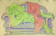 artist:brack blanket character:relc_grasstongue couch drake front_view green_scales looking_at_viewer lying lying_on_back male muscle nipple nipple_(male) nude sharp_nails simple_background solo // 994x640 // 126.8KB // rating:Questionable