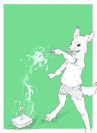 artist:johndoe book character:mrsha druid female gnoll green_background holding_wand magic monochrome plant sharp_teeth simple_background skill_display solo standing tail wand // 1307x1791 // 311.6KB // rating:Safe