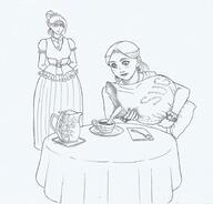 arm_behind_back artist:lechatdemon assassin character:magnolia_reinhart character:ressa cup dress food human jewelry lady maid maid_dress monochrome nobility reinhart sack simple_background spoiler:book1 spoon sugar tea white_background // 914x874 // 71.0KB // rating:Safe