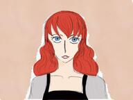 artist:tomeo blue_eyes character:lyonette_du_marquin front_view human looking_at_viewer princess red_hair simple_background smile upper_body wavy_hair // 1024x768 // 737.4KB // rating:Safe