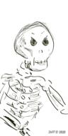 artist:jeffication bone character:toren front_view monochrome sexless simple_background skeletal_hand skeleton skull solo spoiler:book1 undead upper_body white_background // 1080x2160 // 728.1KB // rating:Safe