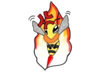 animal artist:tomeo ashfire_bee bee character:apista female fire flying front_view insect simple_background solo spoiler:book5 spoiler:volume4 stinger vein white_background wing // 2048x1536 // 1.3MB // rating:Safe