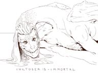 artist:deepsikk character:teriarch dragon front_view immortal ink long_hair long_neck lying_on_front male mane meta:inntober meta:inntober_2023 meta:tagme monochrome prompt13 prompt_immortal scale solo spoiler:book1 text upper_body white_background wing // 3000x2500 // 961.9KB // rating:Safe
