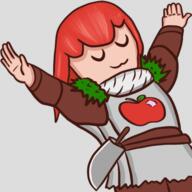 apple armor artist:qthebird brown_chestwear character:pirate character:pirateaba closed_eyes commissioner:me emote front_view grey_chestwear long_hair meta:tagobj red_hair simple_background smile solo sword transparent_background upper_body // 500x500 // 137.2KB // rating:Safe