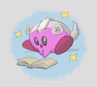 artist:brack black_eyes blue_background book character:kirby character:mrsha copyright:kirby gnoll looking_down meta:crossover open_mouth pink_skin reading simple_background sitting sparkle spoiler:book2 tail transparent_background white_fur // 959x855 // 424.4KB // rating:Safe