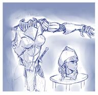 arm_raised armor artist:johndoe blue_background character:eldima dullahan female front_view helmet meta:tagme simple_background solo spoiler:book10 spoiler:volume6 standing stool sword // 2321x2255 // 1.2MB // rating:Safe