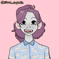 artist:achu blue_chestwear character:durene copyright:picrew copyright:picrew_343731 copyright:pokémon female freckles front_view grey_skin long_hair looking_up pikachu purple_hair red_background shirt simple_background smile solo spoiler:book3 spoiler:volume3 // 600x600 // 148.3KB // rating:Safe