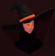artist:lire black_chestwear black_headwear bright_skin brown_background character:belavierr female front_view glowing_eyes hat head_only human orange_eyes simple_background solo spoiler:book12 spoiler:volume6 witch witch_hat // 871x879 // 266.5KB // rating:Safe