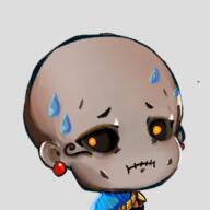 artist:bobo_plushie bald blue_robe character:fetohep earring emote front_view frown jewelry king male nobility orange_eyes robe simple_background solo spoiler:volume6 sweat_drop toned_skin transparent_background undead upper_body // 370x370 // 124.4KB // rating:Safe