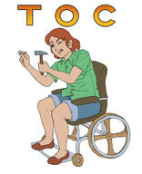 artist:lechatdemon blue_legwear bright_skin brown_eyes brown_hair caption character:erin_solstice earther female green_chestwear hammer holding_hammer human innkeeper medium_hair nail quote shirt shorts side_view simple_background sitting solo spoiler:volume9 text tongue_out wheel wheelchair white_background wink witch // 1311x1615 // 449.9KB // rating:Safe