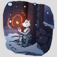 arm_raised artist:pontastic blush building character:mrsha female fire footprint gnoll matchstick meta:tagspoiler orange_eyes outside side_view sitting snow solo tail white_fur window // 1181x1181 // 951.8KB // rating:Safe