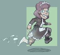 artist:brack bow character:lightning_thief circlet female green_background human knife lightning looking_back maid_dress maid_headdress medium_hair purple_hair running side_view simple_background smile solo spoiler:volume9 thief // 1176x1089 // 328.9KB // rating:Safe