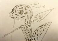 animal artist:TheBlondeOwl character:relc_grasstongue drake gecko holding_spear looking_down male meta:inntober meta:inntober_2023 monochrome pencil_art prompt4 prompt_monster simple_background solo spear tail text tongue_out upper_body white_background zoomorphized // 2552x1819 // 348.6KB // rating:Safe