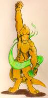 alchemist arm_raised artist:brack character:saliss_oliwing drake front_view male muscle navel nude potion simple_background smoke solo spoiler:book10 spoiler:volume6 standing tail yellow_scales // 637x1286 // 518.4KB // rating:Safe