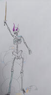 arm_raised artist:nanobeaver bone carrot character:toren dead front_view glowing_eyes golem group head_only holding_sword nude purple_eyes sexless sharp_teeth simple_background skeletal_hand skeleton skull snow snow_golem sword undead white_background // 2256x4160 // 523.4KB // rating:Safe