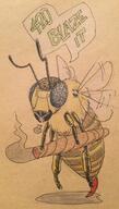 animal artist:brack ashfire_bee bee character:apista cigar female insect meta:meme nude simple_background smoke smoking solo speechbubble stinger wing // 638x1128 // 118.0KB // rating:Safe