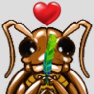 antinium artist:scott_cross character:bird emote feather front_view heart simple_background smile solo transparent_background // 100x100 // 19.5KB // rating:Safe